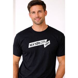 New York City Tour 8 Men’s Black Tee Size Medium Birch & Stone Wild Side 7-19-87